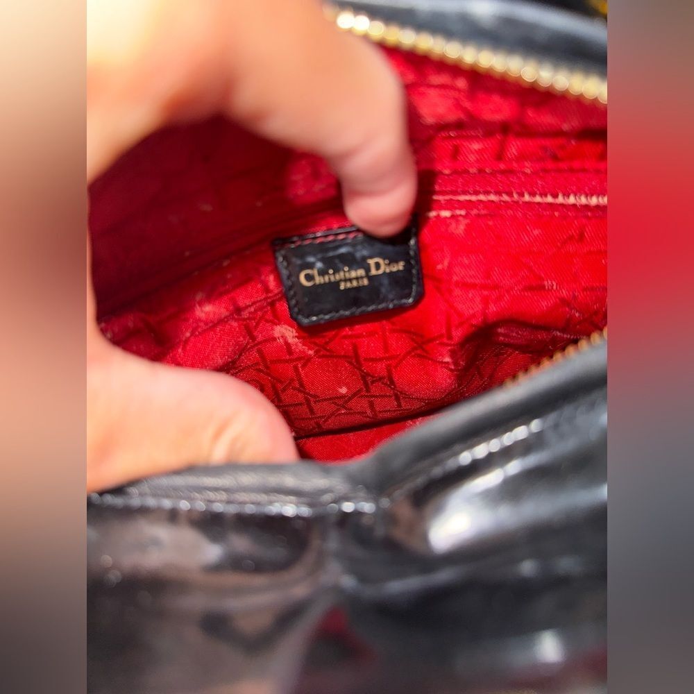 Christian Dior Vintage Medium Lady Dior Black Patent Cannage Bag Gold Hardware - Picture 6 of 14